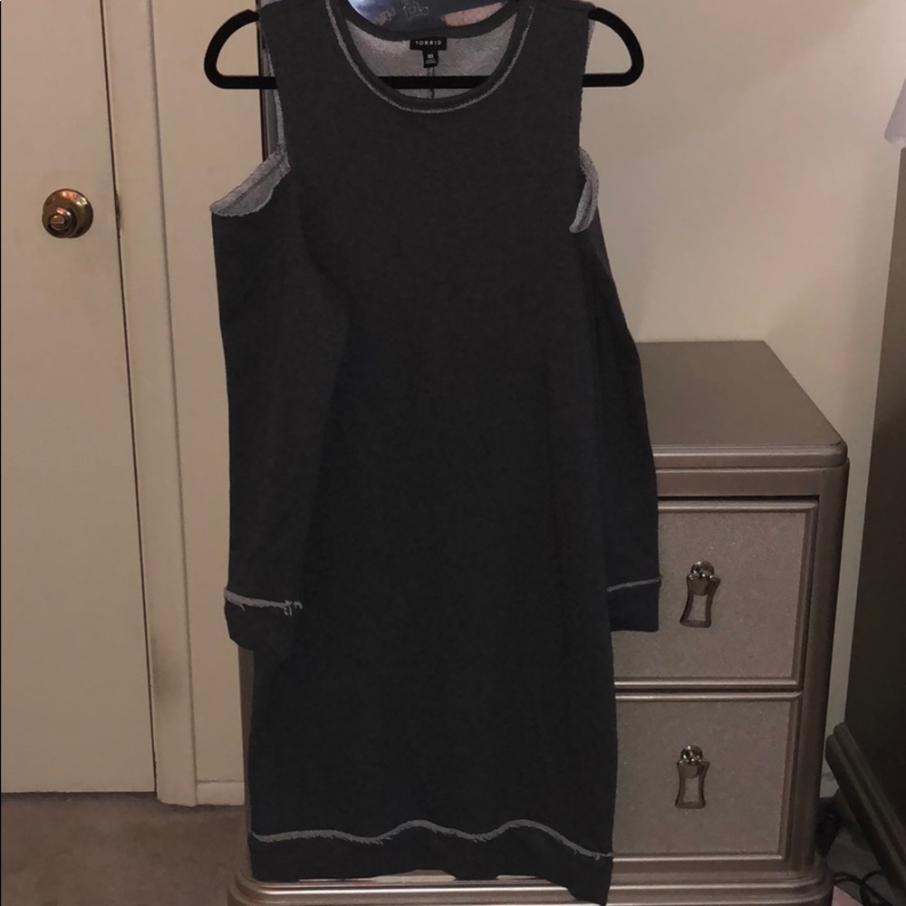 Cold shoulder sweatshirt dress